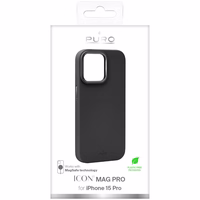 Puro Icon Mag Pro magnētiskais silikona viedtālruņa apvalks iPhone 15 Pro - melns