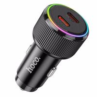 Automobiļa lādētājs Hoco 2 x USB C QC PD 50W NZ14B melns