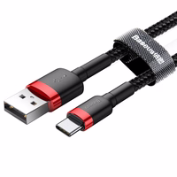 Baseus kabelis Cafule USB - USB-C 2,0 m 2A sarkans-melns