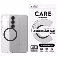 CARE by PanzerGlass Flagship Urban Combat melns QI apvalks Samsung Galaxy S25 - caurspīdīgs