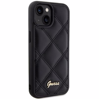 Guess Quilted Metal Logo viedtālruņa apvalks iPhone 15 - melns