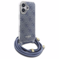 Guess Crossbody Cord 4G Print viedtālruņa apvalks ar siksniņu iPhone 16 - zils