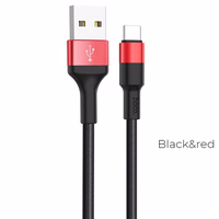Kabelis USB A uz USB C Hoco 2A 1 m X26 melns un sarkans