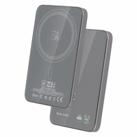 Blavec Portatīvais lādētājs 5000mAh BJ-04 Īpaši Plāns 7,8mm - Type C - 22,5W magnētiskā Magsafe 3 in 1 (PBBJ04-MC5G) pelēka stikls