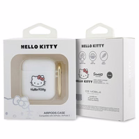 Hello Kitty Silikona 3D Kitty galvas viedtālruņa apvalks AirPods 1/2 - Balta