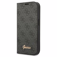 Viedtālruņa apvalks Guess GUBKP14LHG4SHK iPhone 14 Pro 6.1" - melns / melnais logotips 4G Vintage Gold Logo