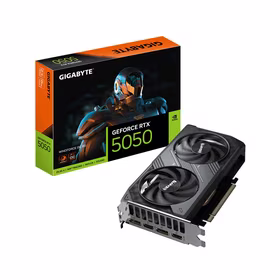 GIGABYTE GeForce RTX 5050 WINDFORCE OC 8G Graphics Card - 8GB GDDR6, 128bit, PCI-E 5.0, 2587MHz Core Clock, 2 x DP, 2 x HDMI, NVIDIA DLSS 4, GV-N5050WF2OC-8GD