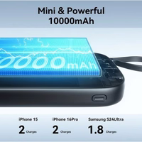 Power Bank Joyroom "JR-PBF18" melns 10000mAh 22.5W (PD / QC3.0) + integrēts Lightning kabelis + Type-C kabelis