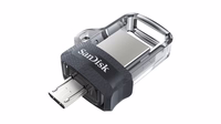 SanDisk Ultra Dual m3.0 USB flash drive 256 GB USB Type-A / Micro-USB 3.2 Gen 1 (3.1 Gen 1) melns, sudraba, caurspīdīgs