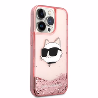 Karl Lagerfeld KLHCP14XLNCHCP iPhone 14 Pro Max 6.7" rozā/rozā kietais apvalks Glitter Choupette Head