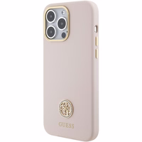 Guess Silikona Logo Strass 4G Viedtālruņa apvalks iPhone 15 Pro Max - Rozā