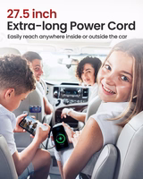 Auto cigarešu aizdedzinātāja ligzdas sadalītājs B39-C - 3 ligzdas + USB + Type C - QC 3.0 PD 3A 120W ar displeju un kabeli