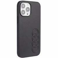 Audi sintētiskās ādas viedtālruņa apvalks iPhone 13 Pro Max 6.7" melns/melns cietais apvalks AU-TPUPPCIP13PM-TT/D1-BK