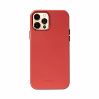 Crong Essential Cover - iPhone 12 Pro Max Faux Leather maciņš (sarkans)