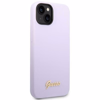 Guess GUHCP14SSLSMU iPhone 14 6.1" violets silikona apvalks viedtālrunim ar trīsstūrveida dizainu