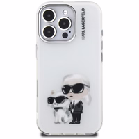 Karl Lagerfeld IML Aquarelle Karl & Choupette & Logo macins iPhone 16 Pro Max - balts