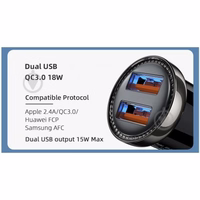 Auto lādētājs Essager "Turbo Dual" Zils 18W (2xQC3.0)