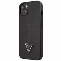Guess GUHCP14MPSATLK iPhone 14 Plus 6.7 "melns/melns cietais apvalks SaffianoTriangle Logo