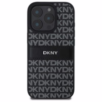 DKNY tekstūras raksta svītrains viedtālruņa apvalks iPhone 16 Pro Max - melns