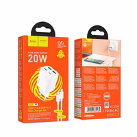 Viedtālruņa lādētājs Hoco 2 x USB C + 2 x USB A QC3.0 PD 3A 20W + kabelis USB C uz USB C N55 balta