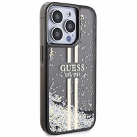 Guess Liquid Glitter Gold Stripes apvalks iPhone 15 Pro Max - melns