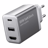 Vention FJAH0-EU USB(C+A)+HDMI GaN tīkla lādētājs (60W/5W/4K@60Hz) (pelēks)