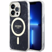 Guess GUHMP14LPCUMAK iPhone 14 Pro 6.1" melns/melns cietais apvalks Marble Magnētiskais