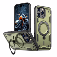 Hybrid Armor Trendy viedtālruņa apvalks ar MagSafe iPhone 16 Pro - zaļš