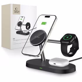 Tech-Protect A12 3in1 MagSafe indukcijas lādētājs viedtālrunim / austiņām / viedpulkstenim - melns