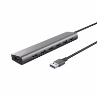 Trust Halyx Type-A 5000 Mbit/s 7 portu USB 3.2 Gen1 centrmezgls sudraba