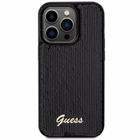 Guess Sequin Script Metal viedtālruņa apvalks iPhone 13 Pro / 13 - melns