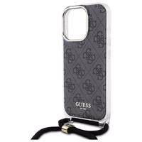 Guess Crossbody Cord 4G Print viedtālruņa apvalks iPhone 16 Pro Max - melns