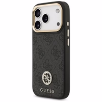 Guess 4G Strass Logo & Big Strap Metal Buttons Magnētiskais viedtālruņa apvalks iPhone 17 Pro - melns