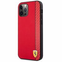 Ferrari FESAXHCP12LRE iPhone 12 Pro Max 6.7" sarkans/sarkans cietais viedtālruņa apvalks On Track Carbon Stripe