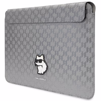 Karl Lagerfeld Saffiano Monogramma Choupette apvalks 14" klēpjdatoram - sudraba
