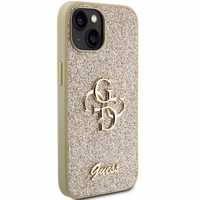 Guess Glitter Script Big 4G viedtālruņa apvalks iPhone 15 - zelta