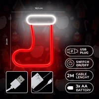 Neon LED CHRISTMAS SOCK balts sarkans FLNE23 Forever Light