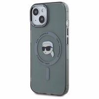 Karl Lagerfeld KLHMP15SHLSKIK iPhone 15 6.1" melns cietais viedtālruņa apvalks IML Metal Karl Head Magnētiskais (MagSafe)