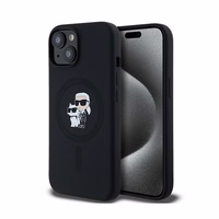 Karl Lagerfeld silikona Karl&Choupette magnētiskais viedtālruņa apvalks iPhone 15 Plus / 14 Plus - melns