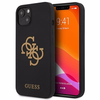Guess Silikona 4G Logotipa Apvalks iPhone 13 - Melns