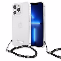 Guess GUHCP13XKPSBK iPhone 13 Pro Max 6.7" Caurspīdīgs cietais apvalks Melnais Pērle