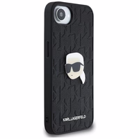 Karl Lagerfeld Monogram Karl Head Pin viedtālruņa apvalks iPhone 16e - melns