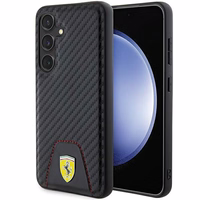 Ferrari Carbon Stitched Bottom viedtālruņa apvalks Samsung Galaxy S24 - melns