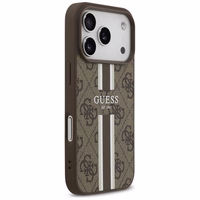 GUESS viedtālruņa apvalks IPHONE 17 Pro, saderīgs ar MagSafe GUHMP17LP4RPSW (4G Printed Stripes), brūns