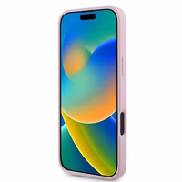 Viedtālruņa apvalks Guess Grūdēts zelta gredzens MagSafe iPhone 16 Plus - rozā