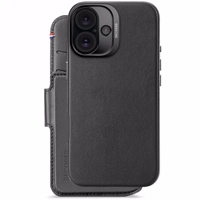 Decoded ādas noņemamais maciņa vāciņš ar MagSafe un maku iPhone 16 – melns