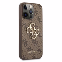 Guess GUHCP13X4GMGBR iPhone 13 Pro Max 6.7" brūns cietais apvalks 4G Liels Metāla Logotips