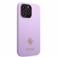 Guess GUHCP13XPS4MU iPhone 13 Pro Max 6.7" violets/violets cietais apvalks Saffiano 4G mazs metāla logotips