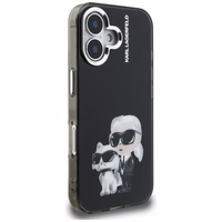 Karl Lagerfeld IML Aquarelle Karl & Choupette & Logo iPhone 16 macins - melns