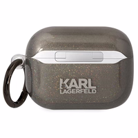 Karl Lagerfeld KLAPHNKCTGK Airpods Pro apvalks melns/melns Gliter Karl&Choupette